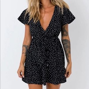 Princess Polly Bobbie Black Polka Dot Mini Dress